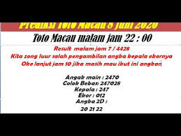 Prediksi Toto Macau Malam 8 Juni 2020 Jam 22 00 Youtube