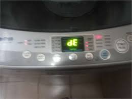 The de error code on an lg washer is indicating the washer door was not able to properly lock the door. Solved My Lg Machine Shows De As Soon As I Start It The Lid Is Fixya