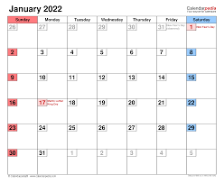 January 2022 Calendar Templates For Word Excel And Pdf