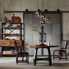 Industrial metal base dining room table. Amazon Com Ink Ivy Lancaster Round Dining Table Solid Wood Metal Base Dining Room Table Amber Wood Industrial Style Kitchen Table 1 Piece Metal Frame Wooden Top Round Table For