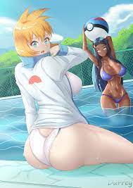 2girls aged up ass big ass big breasts bikini blue eyes breasts  dufreyjupiter female female only kasumi (pokemon) long hair looking at  viewer looking back misty (pokemon) misty (pokemon
