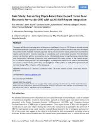 Pdf Case Study Converting Paper Based Case Report Forms To Pertaining To Case Report Form Template Clinical Trials Great C Case Study Clinical Trials Study