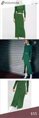 Womens dresses come in a vast range of styles, colours and prints. Zara Knit Green Ribbed Skirt And Top Skirt Top Ribbed Skirt Long Sleeve Tops