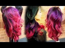 Different colourists have their own methods but generally the process will follow the following steps: Hellocindee Full Length Tutorial Purple Pink Ombre Done On Black Hair Youtube