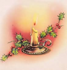 Christmas Illustration 742 Vintage Christmas Cards Christmas Candle And Mistletoe Painting By Tuscan Afternoon