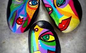 Indianer Gesichter Auf Steinen Malen Bastelideen Diy Steine Bemalen Steine Kieselsteinkunst