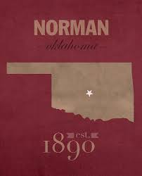 university of oklahoma sooners norman college town state map poster series no 083