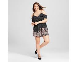 xhilaration womens plus size cold shoulder black floral