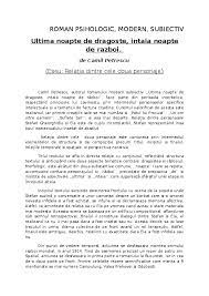 Ștefan gheorghidiu, student la filosofie, personajul principal al operei ultima noapte de dragoste, întâia noapte de război de camil petrescu, este caracterizat direct și indirect în această operă. Doc Eseu Relatia Dintre Doua Personaje Ultima Noapte De Dragoste Intaia Noapte De Razboi Albert Mihai Academia Edu