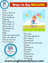 27 Ways To Say Because In English English Study Here English Study Learn English Vocabulary Learn English Grammar