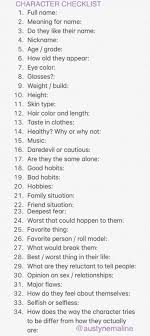 Character Checklist Helpful For Writing Detailed And Flawless Characters Readers Will Understand And Love Writing Words Writing Promps Book Writing Tips