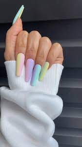 Pedicure Ideas Discover Matte Rainbow Ombre Press On Nails Summery Bright Pastel Nails At Tohku Box Nails Stylish Nails Rainbow Nails Pastel Nails Designs
