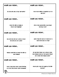 Printable Would You Rather Game For Kids Woo Jr Kids Activities Would You Rather Questions Would You Rather Game Funny Would You Rather