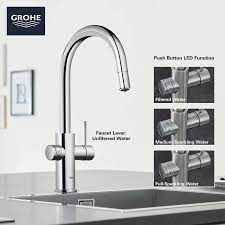 Both are an in home sparkling water system that boast numerous water options through one stylish dispenser. Grohe Blue 31251 Chilled And Sparkling Water Filtration System With Ki