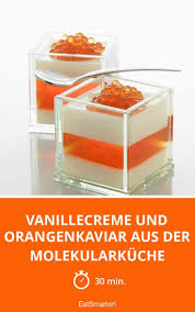 Vanillecreme Und Orangenkaviar Aus Der Molekularku Rezept Molekulare Kuche Molekularkuche Rezepte Kaviar