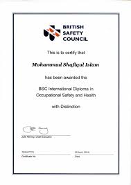 These courses outline health and safety procedures and assist the university community in identifying, evaluating and eliminating occupational and workplace hazards that can cause illnesses or injuries. Bsc Diploma In Occupational Safety And Health Certificate Pdf