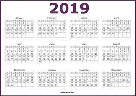 2019 12 Month In One Page Calendar Pdf 12 Month Calendar Printable Calendar 2019 Template Free Calendar Template