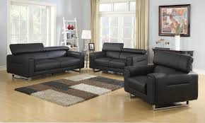 Ensemble Fauteuil Design 3 2 1 En Air Cuir Coloris Noir Salons