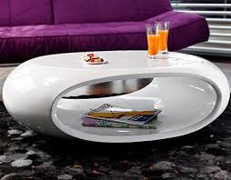 Salesfever Couch Tisch Hochglanz Weiss Oval 100x70 Cm Aus Fiberglas Ofu Moderner Wohnzimmer Tisch In Weiss Mit Trendiger Optik Du Couchtisch Hochglanz Tisch