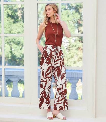 Drawstring Ankle Pants - Comfortable Floral Style with Elastic Waist – Karen Kane