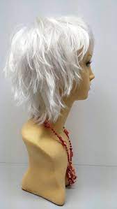 Short Layered Wind Blown Shag Style White Cosplay Wig 11 62 Blsh White Short White Hair Shaggy Short Hair Short Choppy Hair