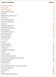 A business plan outline like the one below, will put you on a straight course to starting and finishing does your busness plan really need a table of contents? The Co Operative Model Business Plan The Co Op Federation