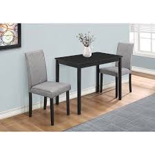 Monarch Specialties 3 Piece Dining Set Black Gray Linen Parson Chairs Walmart Com Cheap Living Room Sets Rectangle Dining Table Dining Table Setting