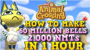 How You Can Make 60 Million Bells 2000 Nook Mile Tickets Every Hour Animal Crossing New Horizon Youtube Animal Crossing Million Bells Today Episode
