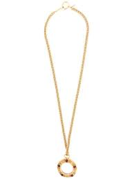 Chanel Pre Owned Loupe Pendant Necklace Farfetch Pendant Necklace Chanel Pre Owned Pendant