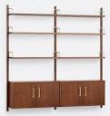 Hart Modular Walnut Double Shelving Unit with Double Cabinets ...