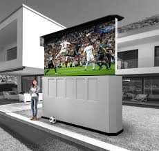 patio theater 155 led screen tv weather proof outdoor theather no projector built in invisible speakers l outdoor projector outdoor tv cabinet patio tv