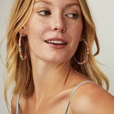 Kendra Scott Bright Silver Reece Hoop Earrings, Neutral Mix