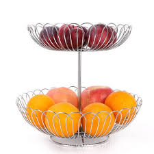 Spectrum décor classic kitchen scroll fruit metal bowl design storage medium black basket Manufacture Holding Fruit Basket 2 Tier Metal Fruit Stand Basket