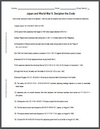 Stick them in your workbook or put them in a plastic sleeve. Japan In World War Ii Code Puzzle Worksheet Student Handouts