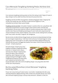 132.391 resep ekonomis bumbu minimalis ala rumahan yang mudah dan enak dari komunitas memasak terbesar dunia! Cara Memasak Tengkleng Kambing Pedas Ala Kota Solo By Batik Dlidir Asli Issuu