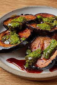 Fried Aubergines With Date Syrup And Zhoug Aubergine Recipe Middle Eastern Recipes Vegetable Recipes
