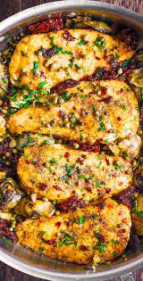 Mediterranean Chicken With Sun Dried Tomatoes Artichokes And Capers Mediterranean Chicken Recipes Easy Mediterranean Diet Recipes Mediterranean Cuisine