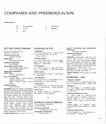 COMPANIES AND PREMIERES IN 1979