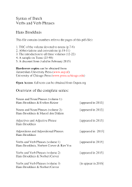 Pdf Syntax Of Dutch Verbs And Verb Phrases