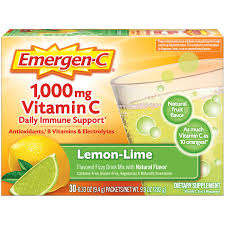Vitamin c drink mix is a powder that dissolves quickly in water; Emergen C 1000mg Vitamin C Supplement Powder With Antioxidants B Vitamins And Electrolytes For Immune Support Caffeine Free Fizzy Drink Mix Lemon Lime Flavor 30 Count 1 Month Supply Walmart Com Walmart Com