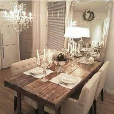 In Love With This Rustic Table With Glam Setting And Lighting Home Dining Room Inspiration Room Decor