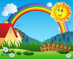 Landscape With Sun And Rainbow Illustration Affiliate Sun Landscape Illustration R In 2020 Cartoon Drawings Flower Background Wallpaper Animal Art Projects