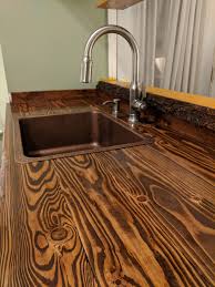 copper sink and live edge shelf