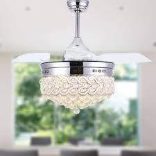 Led indoor/covered outdoor bronze ceiling fan with light kit and remote control. In Stock 42 Modern Crystal Ceiling Fan With Lights Retractable Chandelier Fan Contemporary Ceiling Fans By Bella Depot Inc Houzz