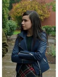 The Perfectionists Pretty Little Liars Sofia Carson Jacket Sofia Carson Blue Leather Jacket Pretty Little Liars Outfits