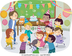 Stickman kids school birthday party. Illustration of stickman kids having a  birthday party at school. | CanStock