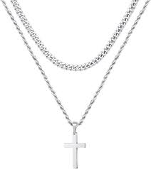 Men's Silver Cross Necklace