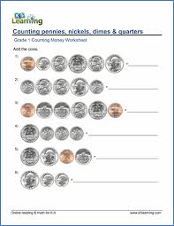 1st grade counting money worksheets free printable k5