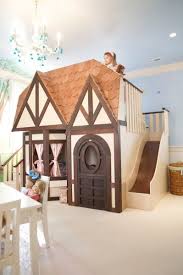 A loft bed is used for this bedroom so that there is still enough space for the kids to play under it. Sweet Dream Bed Children S Interiors Custom Children S Theme Beds And Children Cool Kids Bedrooms Luxury Childrens Room Childrens Room Furniture
