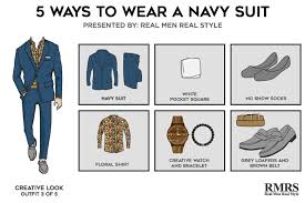 How to wear a blue suit with brown shoes. 5 Outfits One Navy Suit Killer Looks From Classic Menswear Creative Suit Style Business Casual